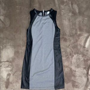 DIVIDED- MiniDress Grey w/Black faux leather sides